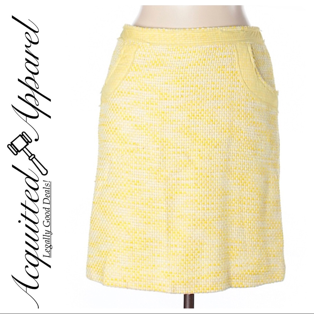 Milly | Yellow Tweed Pocket Pencil Skirt